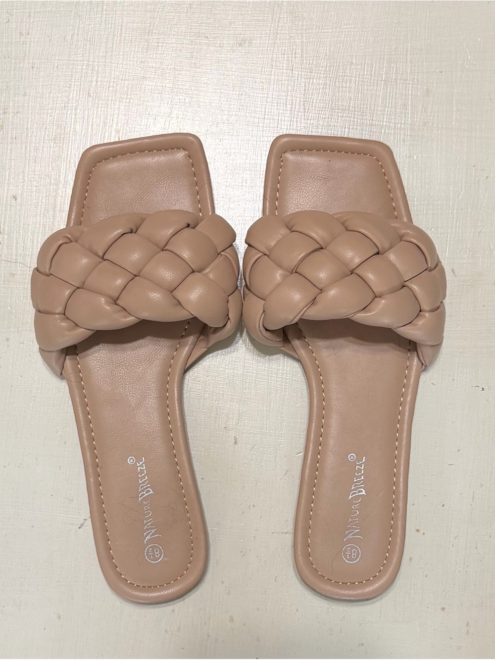 Nature Breeze Braided Slide Sandals in Nude Tan